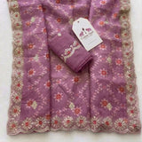 Blush Plum Kota Doriya Silk with Embroidery & Sequin Work Blouse Saree