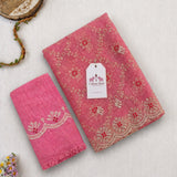 Candy Rose Pink Kota Doriya Silk with Embroidery & Sequin Work Blouse Saree