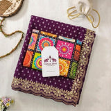 Moonberry Wine Bandhej Soft Georgette Saree with Classy Sequins Embroidery Work
