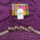 Moonberry Wine Bandhej Soft Georgette Saree with Classy Sequins Embroidery Work