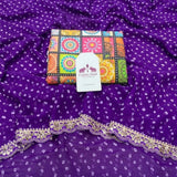 Violet Charm Bandhani Soft Georgette Saree with Lightweight Sequins Embroidery Party Wear Look