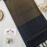 Elegant Black Khadi Cotton Saree with Rich Zari Border | Soft & Timeless Style