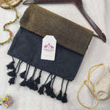 Elegant Black Khadi Cotton Saree with Rich Zari Border | Soft & Timeless Style