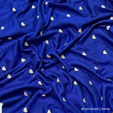 Cobalt Blue Ethnic Saree Featuring a Floral Printed Blouse Piece