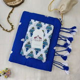 Cobalt Blue Ethnic Saree Featuring a Floral Printed Blouse Piece