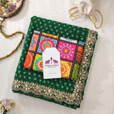 Emerald Green Bandhani Print Soft Georgette Silk Saree with Elegant Sequence Lace Work Blouse
