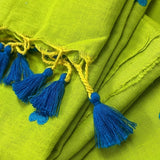 Trendy Lime Green Saree with Heart Embroidery and Printed Floral Blouse Piece