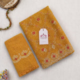 Honey Yellow Kota Doriya Silk with Embroidery & Sequin Work Blouse Saree