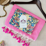 Graceful Handloom Cotton Saree – Baby Pink Cotton Saree with Printed Blouse