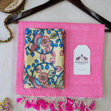 Graceful Handloom Cotton Saree – Baby Pink Cotton Saree with Printed Blouse