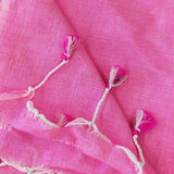 Classic Handloom Cotton Saree - Pink Cotton Saree With Designer Printed Blouse