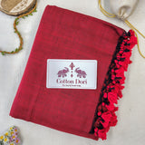 Elegant Handloom Cotton Saree – Maroon Cotton Saree with Kalmakari Print Designer Blouse