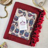 Elegant Handloom Cotton Saree – Maroon Cotton Saree with Kalmakari Print Designer Blouse