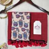 Elegant Handloom Cotton Saree – Maroon Cotton Saree with Kalmakari Print Designer Blouse