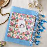 Classic Handloom Cotton Saree – Sky Blue Cotton Saree with Designer Printed Blouse