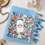 Elegant Handloom Cotton Saree – Light Sky Blue Cotton Saree with Printed Designer Blouse