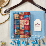 Graceful Handloom Cotton Saree– Light Blue Cotton Handloom Saree With Printed Blouse