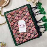 Handloom Cotton Saree – Deep Green Cotton Saree with Kalamkari Printed Blouse
