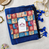 Classic Blue Handloom Cotton Saree – Soft Cotton with Designer Blouse