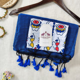 Signature Handloom Cotton - Luxurious Royal Blue Saree with Kalamkari Design Blouse