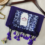 Fresh Handloom Cotton Saree – Purple Blue Saree with Floral Print Designer Blouse