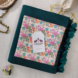 Elegant Handloom Cotton Saree – Rama Green Cotton Saree with Printed Blouse