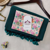 Elegant Handloom Cotton Saree – Rama Green Cotton Saree with Printed Blouse