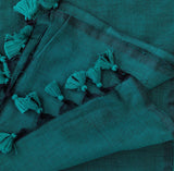 Premium Handloom Cotton - Rama Green Saree with Chex Printed Blouse