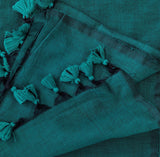 Elegant Handloom Cotton Saree – Rama Green Cotton Saree with Printed Blouse