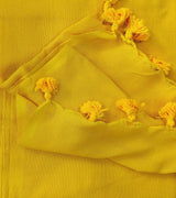 Classic Handloom Cotton Saree – Yellow Cotton Saree with Designer Printed Blouse