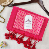 Ethnic Handloom Cotton Saree – Deep Pink Cotton Saree with Designer Printed Blouse