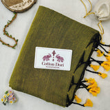 Royal Handloom Cotton Saree –Green Cotton Saree with Designer Printed Blouse