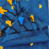 Royal Blue Heart Work Handloom Cotton Saree with Flower Designer Printed Blouse
