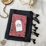 Traditional Black Cotton Handloom Saree with Stylish Designer Blouse