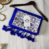 Traditional Handloom Cotton Saree – Blue Handloom Cotton Saree With Designer Printed Blouse