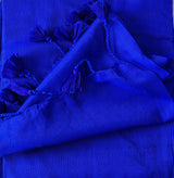 Traditional Handloom Cotton Saree – Blue Handloom Cotton Saree With Designer Printed Blouse