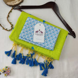 Lime Green Heart Saree with Ocean Wave Scallop Print Blouse
