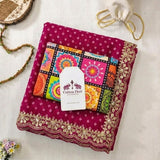 Cherry Rani Bandhani Print Soft Georgette Saree with Elegant Digital Print Blouse