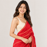 Ruby Sunset Linen Cotton Saree with Fine Lining Digital Print