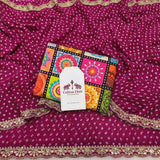 Cherry Rani Bandhani Print Soft Georgette Saree with Elegant Digital Print Blouse