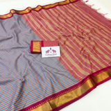 Ocean Peach Handloom Cotton Silk Saree with Contrast Blouse