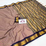 Antique Gold Cotton Silk Saree with Contrast Blouse Piece