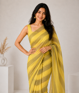 Sunshine Mustard Linen Cotton Digital Printed Saree with Blouse
