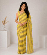 Sunshine Mustard Linen Cotton Digital Printed Saree with Blouse