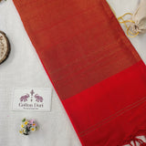 Premium Red Khadi Cotton Saree with Blouse | Rich Zari Border & Classic Look