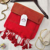 Premium Red Khadi Cotton Saree with Blouse | Rich Zari Border & Classic Look
