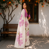 Bloom Muse – Effortless Easy-Drape Floral Digital Printed Linen Cotton Saree