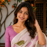 Bloom Muse – Effortless Easy-Drape Floral Digital Printed Linen Cotton Saree