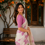 Bloom Muse – Effortless Easy-Drape Floral Digital Printed Linen Cotton Saree