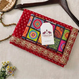 Gulnaar Red Bandhani Soft Georgette Saree with Elegant Sequins Embroidery